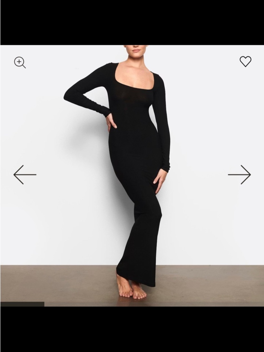 SKIMS Black Long-Sleeve Soft Lounge Maxi Dress
